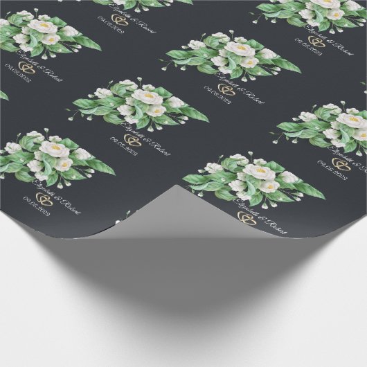 Papier Cadeau Mariage de fleurs blanches (Coin)