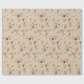 Papier Cadeau Mariage de jardin de fleurs bohème rustique (Plat)