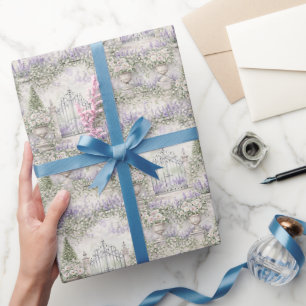 Papier Cadeau Mariage de Jardin Français Aquarelle Florales Port