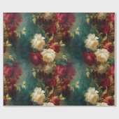 Papier Cadeau Mariage de la Fête des mariées de fleurs rouges ro (Plat)