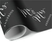 Papier Cadeau Mariage de M. et de Mme Classic Script Calligraphy (Coin rond)