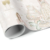 Papier Cadeau Mariage de mariage blanc et or  (Coin rond)