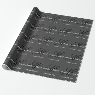 Papier Cadeau Mariage de monogramme de calligraphie attirant