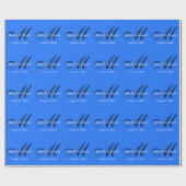 Papier Cadeau Mariage de Monogramme de Charme Bleu (Plat)
