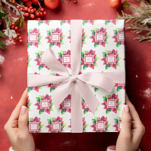 Papier Cadeau Mariage de Noël Rouge Poinsettia