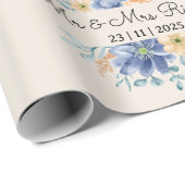 Papier Cadeau Mariage de nom de calligraphie de script personnal (Coin rond)