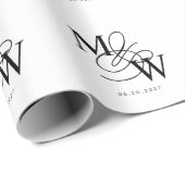 Papier Cadeau Mariage de typographie de luxe Monogramme (Coin rond)
