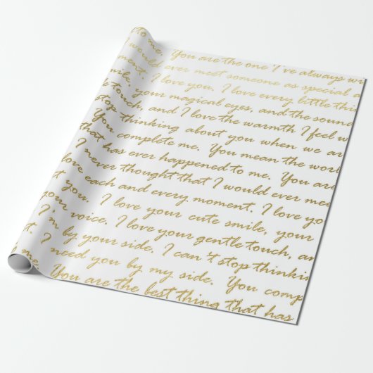 Papier Cadeau Mariage de typographie de script moderne or romant (Déroulé)