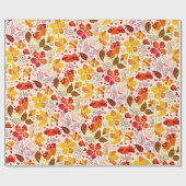 Papier Cadeau Mariage d'hibiscus tropicaux d'Orange brulé (Plat)