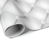 Papier Cadeau Mariage Diamant Brodé Blanc Élégant (Coin rond)