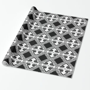 Papier Cadeau Mariage élégant à dentelle noire et blanche
