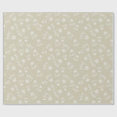 Papier Cadeau Mariage Élégant Blanc Roses Engagement Sans Coutur (Plat)