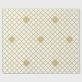 Papier Cadeau Mariage élégant de motif de Quatrefoil d'or de (Plat)