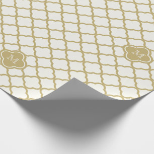 Papier Cadeau Mariage élégant de motif de Quatrefoil d'or de