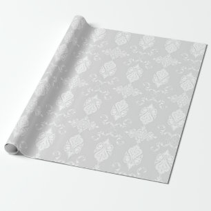 Papier Cadeau Mariage Élégant Gris Clair & Blanc, Luxe pour la M