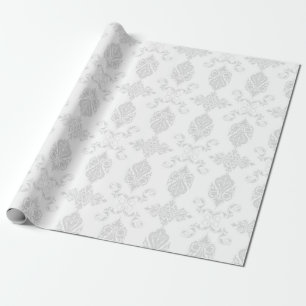 Papier Cadeau Mariage Élégant Gris Pâle & Blanc