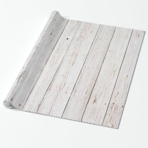 Papier Cadeau Mariage en bois blanc chic Shabby