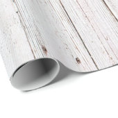 Papier Cadeau Mariage en bois blanc chic Shabby (Coin rond)