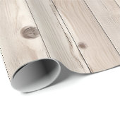 Papier Cadeau Mariage en Bois Blanc Crème Faux Rustique (Coin rond)