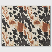 Papier Cadeau Mariage en cuir de vache marron crème noir (Plat)