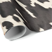 Papier Cadeau Mariage en cuir de vache marron crème noir (Coin rond)