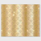 Papier Cadeau Mariage Engagement Élégant Étincelant Diamant Or (Plat)