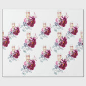Papier cadeau Mariage Fleur de Champagne Magenta A (Plat)