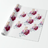 Papier cadeau Mariage Fleur de Champagne Magenta A (Déroulé)