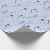 Papier Cadeau Mariage Fleur sauvage bleu aquarelle (Coin)