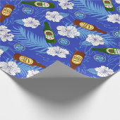 Papier Cadeau Mariage Fleur Tropicale Bouteille de Bière Enterre (Coin)