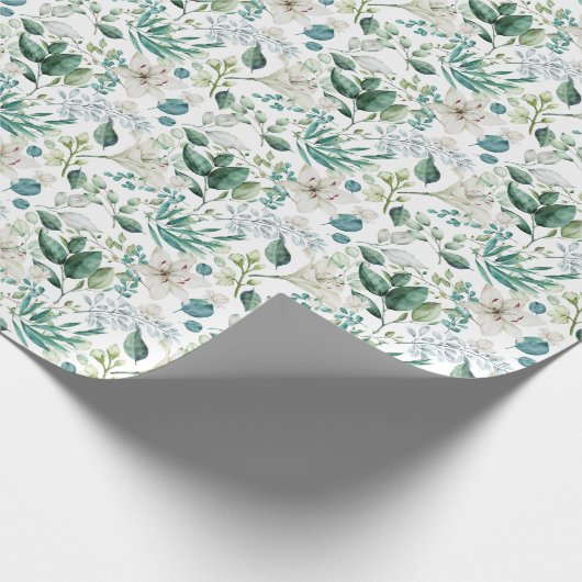 Papier Cadeau Mariage Fleurie de Mariée Florale Blanche (Coin)