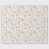 Papier Cadeau Mariage Fleurs Blanches Rosées (Plat)