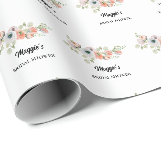 Papier Cadeau Mariage Fleurs de Pêche (Coin rond)
