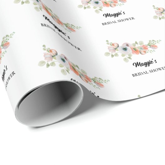 Papier Cadeau Mariage Fleurs de Pêche (Coin rond)