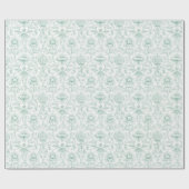 Papier Cadeau Mariage Floral Blanc Menthe Chic (Plat)