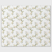 Papier Cadeau Mariage floral blanc romantique (Plat)