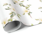 Papier Cadeau Mariage floral blanc romantique (Coin rond)