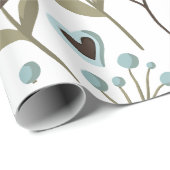 Papier Cadeau Mariage Floral Bleu de Printemps  (Coin rond)