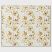 Papier Cadeau Mariage Floral Cream Gold (Plat)