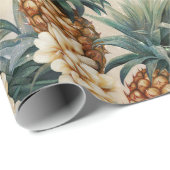 Papier Cadeau Mariage floral de l'ananas tropical (Coin rond)