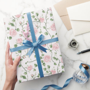 Papier Cadeau Mariage Floral de Roses Roses