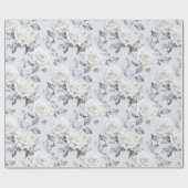 Papier Cadeau Mariage floral gris argenté chic blanc (Plat)