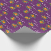 Papier Cadeau Mariage Floral Orange & Plum Violet Peony & Rose (Coin)