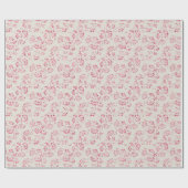 Papier Cadeau Mariage Floral Pailleté Rose Crème Romantique (Plat)