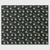 Papier Cadeau Mariage floral rose noire et blanche (Plat)