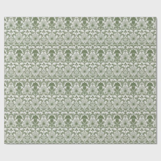 Papier Cadeau Mariage floral vert sauge (Plat)