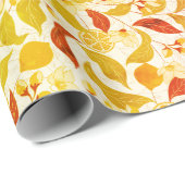 Papier Cadeau Mariage Frais Citronné Feuillage Citron (Coin rond)
