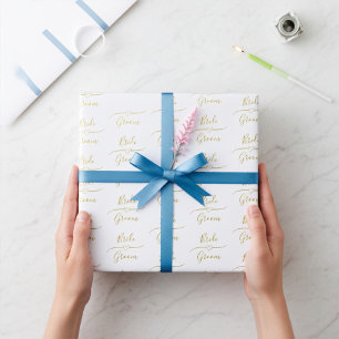 Papier Cadeau Mariage Gold et White de mariée et de chambre pers