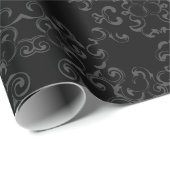 Papier Cadeau Mariage gothique gris et noir (Coin rond)