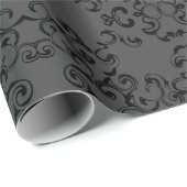 Papier Cadeau Mariage gothique gris noir (Coin rond)